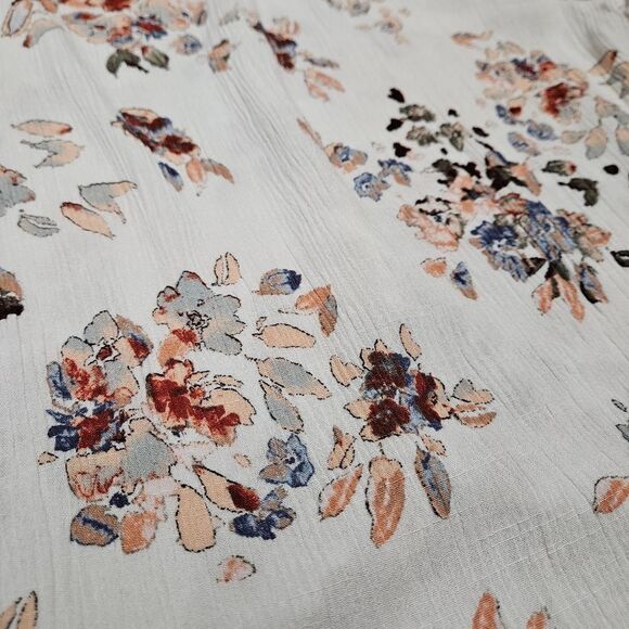 American Rag Floral Ruffle Button Up Peasant Relaxed Fit Top Women's Medium Boho - Picture 9 of 9